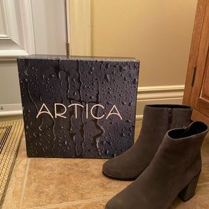 7 1/2 size, gray suede booties worn two times